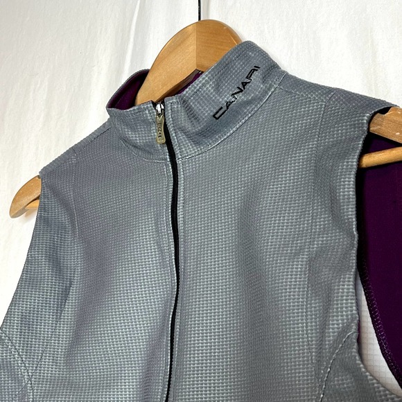 Canari Women's Cycling Windbreaker Vest Size Medium Full Zip Gray Purple USA - Picture 2 of 7